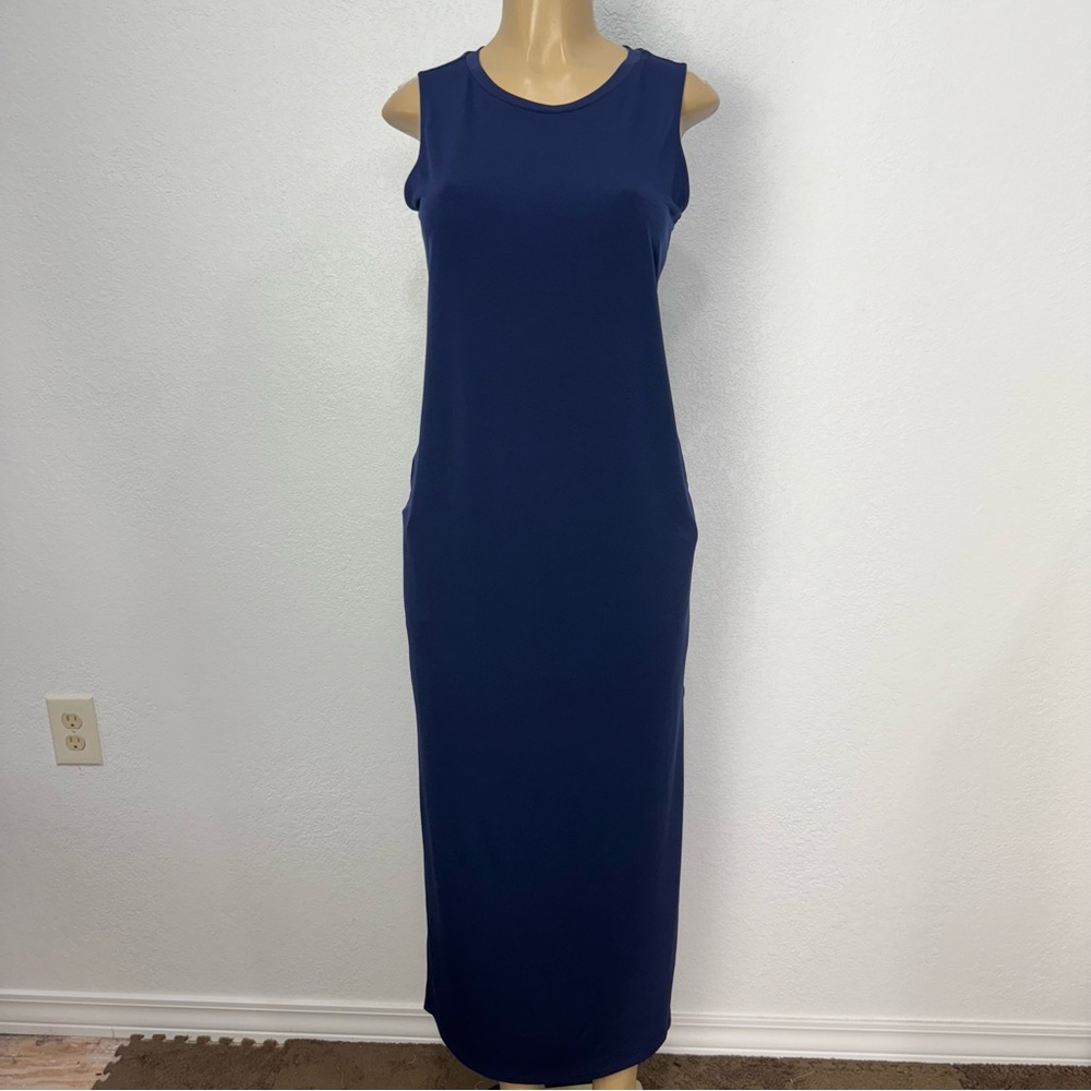 Michael Kors Blue Sleeveless Sheath Maxi Dress women’s medium stretch
